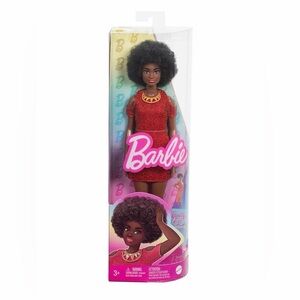 Barbie Doll with Sparkling Red Dress and Black Hair